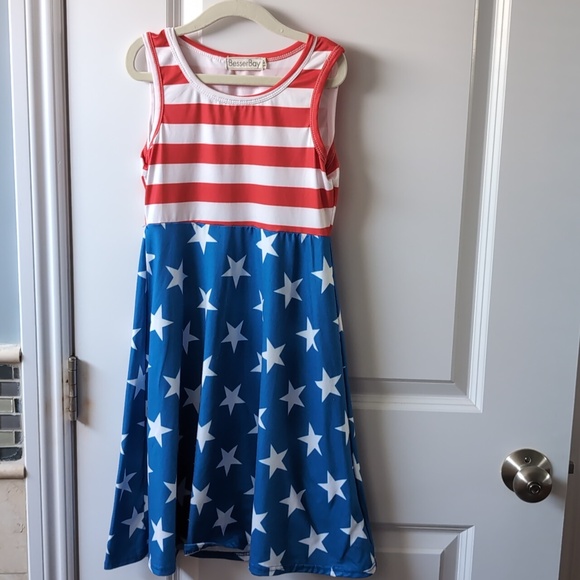 2 girl dresses size medium rainbow and American - Picture 2 of 4
